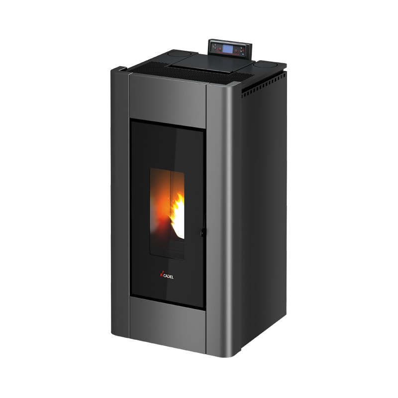 Poêle à granulés Poêle à pellet CADEL Prince metal anthracite noir fond blanc