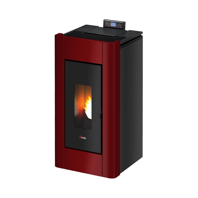 Poêle à granulés Poêle à pellet CADEL Prince acier rosso rouge fond blanc