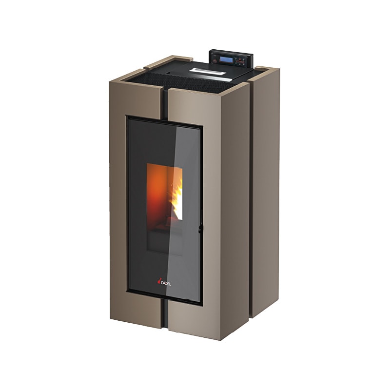 Poêle à granulés Poêle à pellet CADEL Tecna acier bronze fond blanc