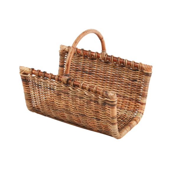 Panier en osier, Panier a buches, Range buche, Rangement bois, 50x34x50cm, Tissé à la Main, Intérieur en jute