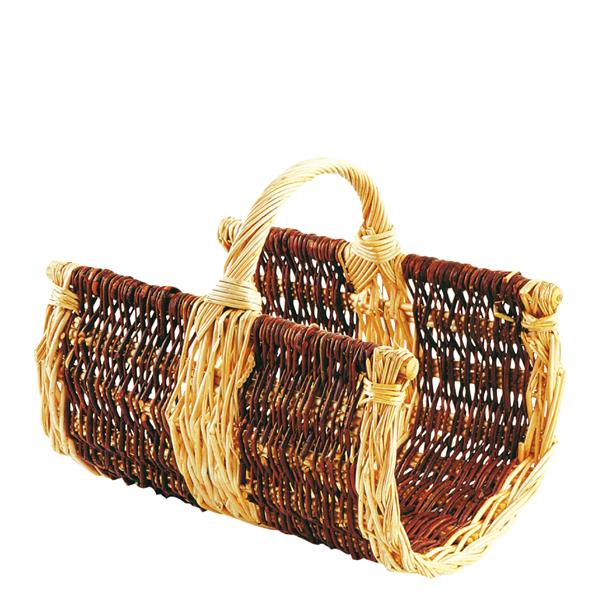 Panier à bûches HANNAH Osier - Brut et blanc