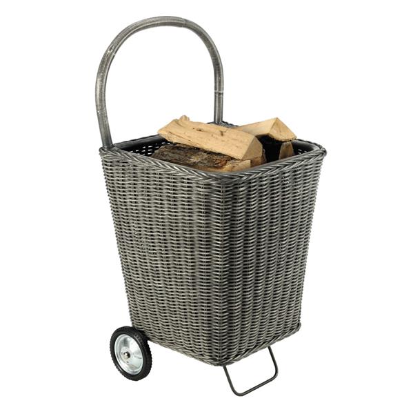 Chariot à bûches NOMAD Rotin - gris